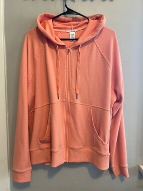 Peach Coral Zip-Up Hoodie